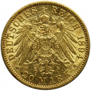 Germany - Saxony Albert - 20 mark 1894 E Muldenhutten