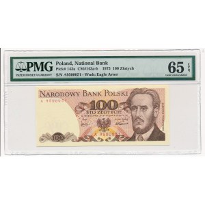 100 złotych 1975 -A- PMG 65 EPQ - rzadka pierwsza seria