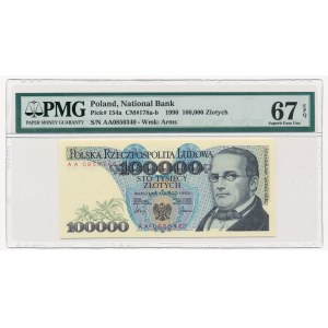 100.000 złotych 1990 -AA- PMG 67 EPQ 