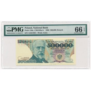 500.000 złotych 1990 -A- PMG 66 EPQ - bardzo rzadka pierwsza seria 