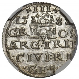 Zygmunt III Waza, Trojak Ryga 1588 - NGC MS64