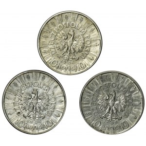 ZESTAW - 3 szt. Piłsudski 10 złotych 1934 i 1938