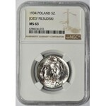 Piłsudski 5 złotych 1934 Urzędowy - NGC MS63