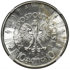 Piłsudski 10 złotych 1939 - NGC MS63