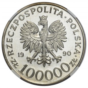 LUSTRZANKA - Solidarność 100.000 złotych 1990 - NGC PF65 ULTRA CAMEO