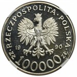 LUSTRZANKA - Solidarność 100.000 złotych 1990 - NGC PF65 ULTRA CAMEO