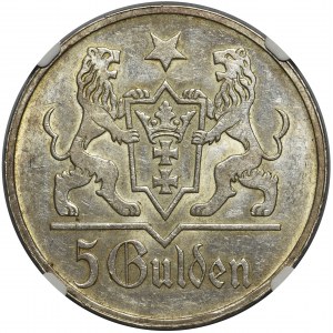 Wolne Miasto Gdańsk - 5 guldenów 1923 - NGC MS61