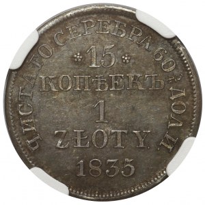 15 kopiejek = 1 złoty 1835 MW Warszawa - NGC MS63 