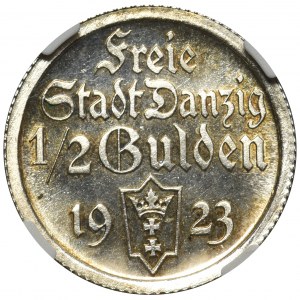 Wolne Miasto Gdańsk - 1/2 guldena 1923 NGC PF64 - stempel lustrzany 