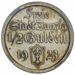 Wolne Miasto Gdańsk - 1/2 guldena 1923 NGC PF64 - stempel lustrzany 