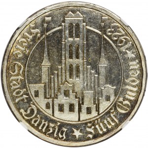 Wolne Miasto Gdańsk - 5 guldenów 1923 NGC PF62 - stempel lustrzany 