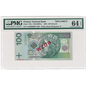 100 złotych 1994 A 0000000 - WZÓR Nr.1880 - PMG 64 EPQ