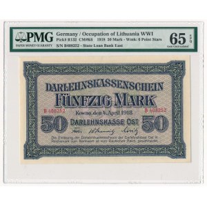 Kowno 50 marek 1918 -B- PMG 65 EPQ - świetna nota
