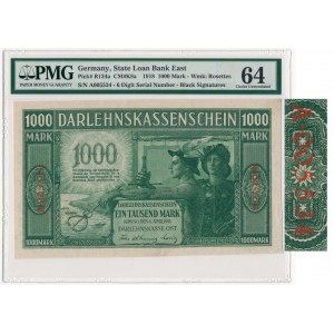 Kowno 1.000 marek 1918 6 cyfr -A 005534- PMG 64 - bardzo niski numer