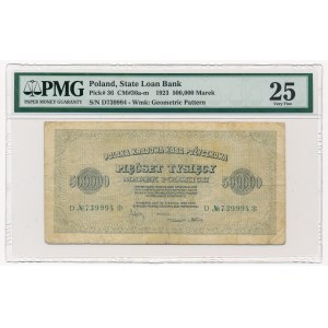 500.000 marek 1923 -D No 6 cyfr ❊ - PMG 25 - bardzo rzadka odmiana 