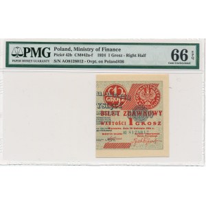 1 grosz 1924 -AO- prawa połówka - PMG 66 EPQ