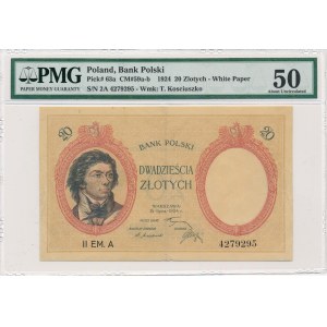 20 złotych 1924 II EM.A - PMG 50 - niespotykanej urody egzemlarz
