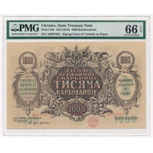 Ukraina - 1.000 karbowańców (1919) -AI- PMG 66 EPQ 