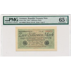 Niemcy - 2 biliony marek 1923 - PMG 65 EPQ