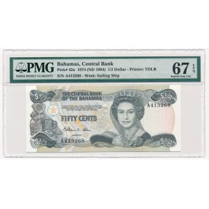 Bahamy - 1/2 dolara 1984 - PMG 67 EPQ