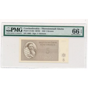 Czechosłowacja - Getto Terezin - 5 koron 1943 - PMG 66 EPQ