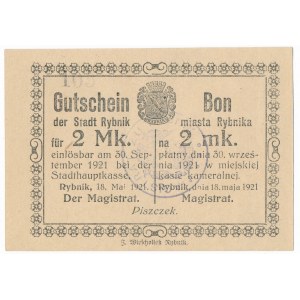 Rybnik - 2 marki 1921 z numeratorem - rzadki