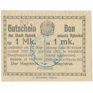 Rybnik - 1 marka 1921 z numeratorem - rzadki