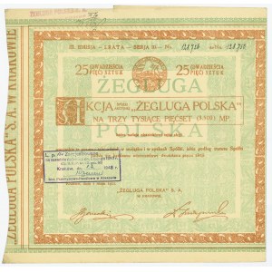 ŻEGLUGA POLSKA - EMISJA III - 25 x 140 marek - rzadki nominał