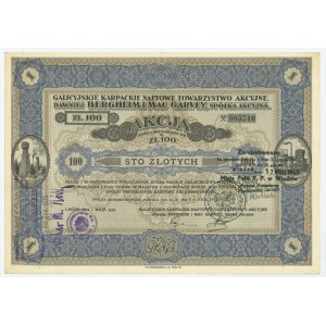 Galicyjskie Karpackie Naftowe Towarzystwo Akcyjne dawniej Bergheim & Mac Garvey - 100 złotych 