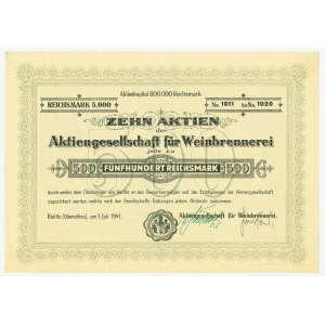 Bielitz - Bielsko - Aktiengesellschaft fur Weinbrennerei - 10 x 500 RM 1941