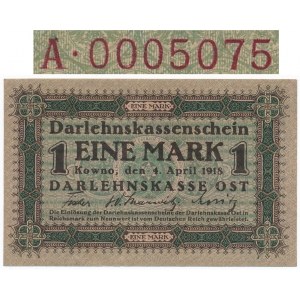 Kowno 1 marka 1918 -A- 0005075 - niski numer