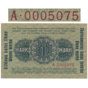 Kowno 1 marka 1918 -A- 0005075 - niski numer