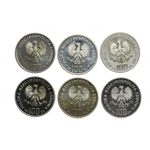 ZESTAW - 100 złotych 1977-1980 - Ochrona Środowiska - 6 sztuk