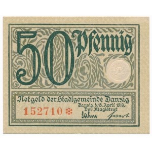 Gdańsk 50 fenigów 1919 - zielony