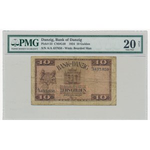 Danzig 10 Gulden 1924 A/A - PMG 20 RARITY