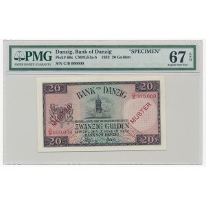 Gdańsk 20 guldenów 1932 SPECIMEN - PMG 67 EPQ - NIENOTOWANY