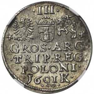 Zygmunt III Waza, Trojak Kraków 1601 - w lewo - NGC AU55