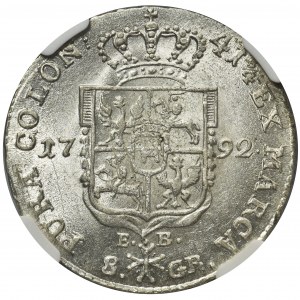 Poniatowski, Dwuzłotówka 1792 E.B - NGC AU58