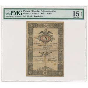 3 ruble srebrem 1841 - podpis Korostowzeff - PMG 15 - DUŻA RZADKOŚĆ