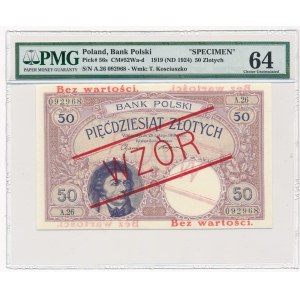 50 złotych 1919 Wzór A.26 - PMG 64 wyśmienity i rzadki