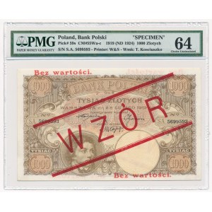 1.000 złotych 1919 WZÓR - PMG 64 - wysoki nadruk