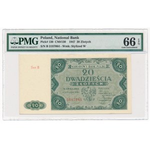 20 złotych 1947 -B- PMG 66 EPQ 