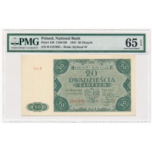 20 złotych 1947 -B- PMG 65 EPQ