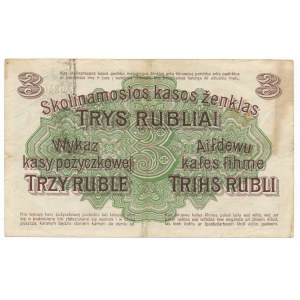 Poznań 3 ruble 1916 -D- długa klauzula - rzadki