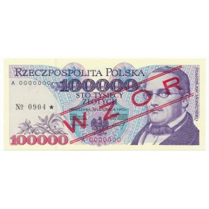 100.000 złotych 1993 WZÓR A 0000000 No 0904 rzadszy