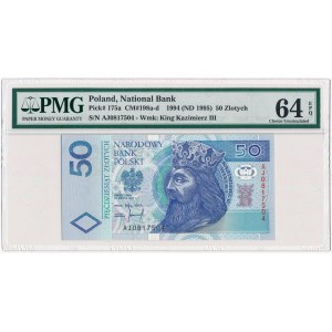 50 złotych 1994 -AJ- PMG 64 EPQ - rzadsza niespotykana seria