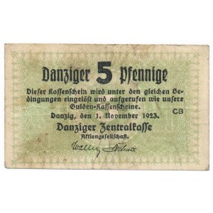 Gdańsk 5 fenigów 1923 Listopad - rzadka data 