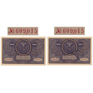UNIKAT - Para destruktów 1.000 marek 1919 - z identycznym numerem seryjnym