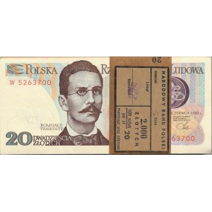 Paczka bankowa 20 złotych 1982 -W- 100 sztuk