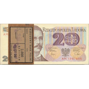 Paczka bankowa 20 złotych 1982 -AM- 100 sztuk